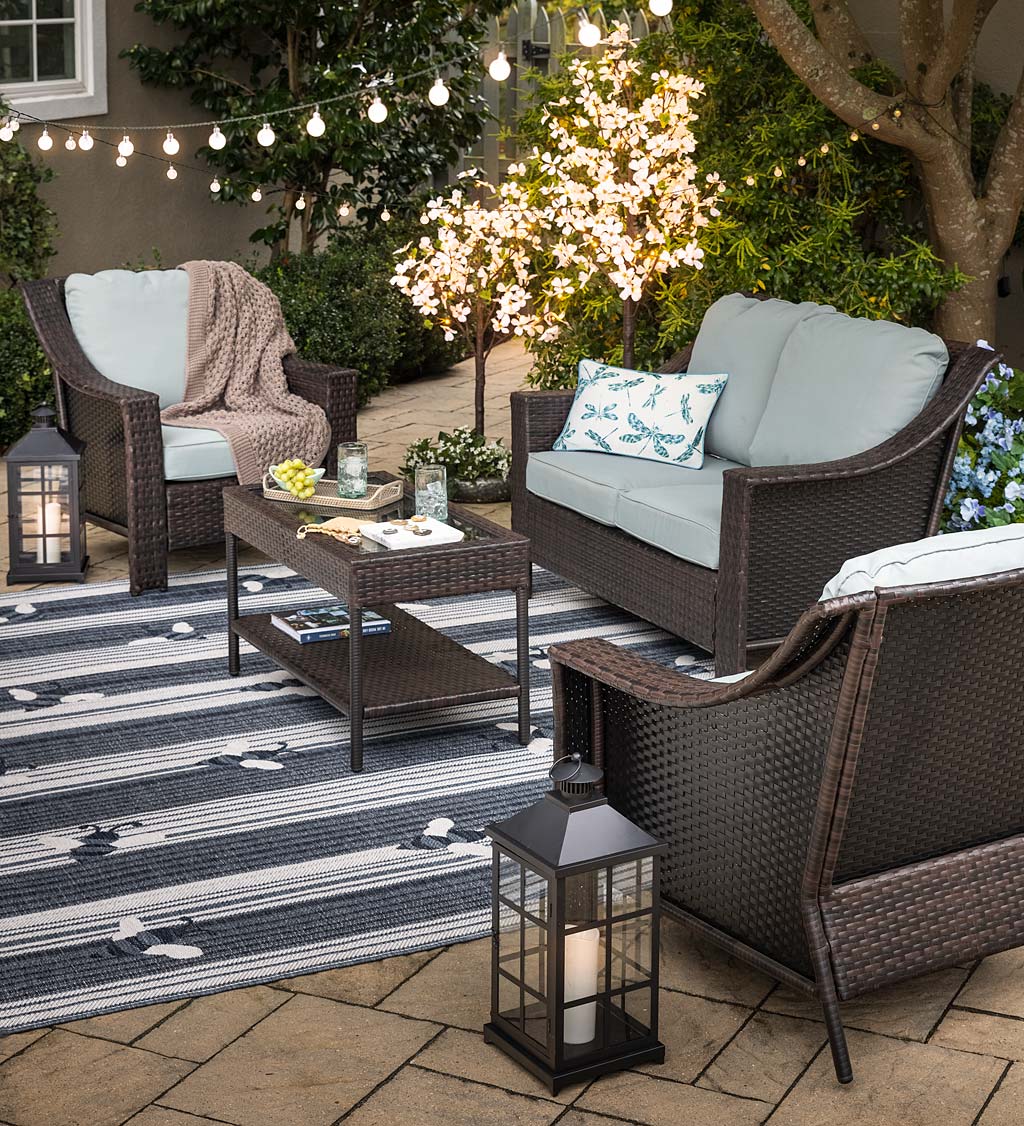 Hawthorne Outdoor 4-Piece Wicker Seating Set with Cushions