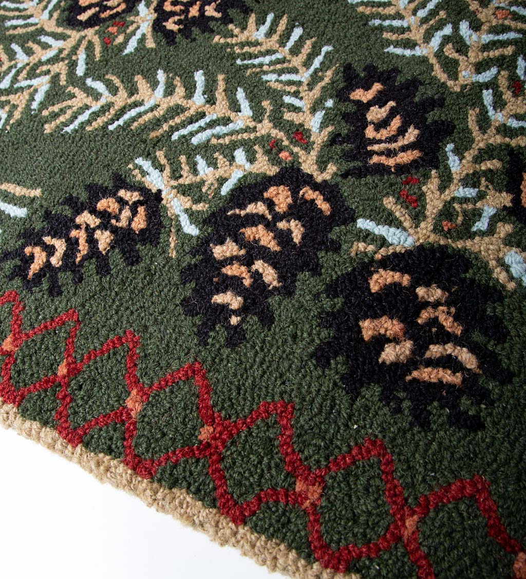 Pine Cone Hand-Hooked Wool Rug, 2' x 4'