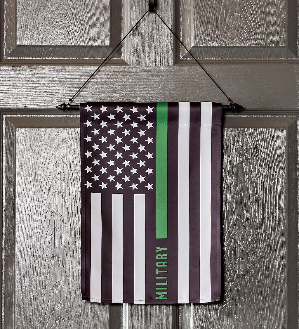 Military Thin Green Line Garden Suede Flag