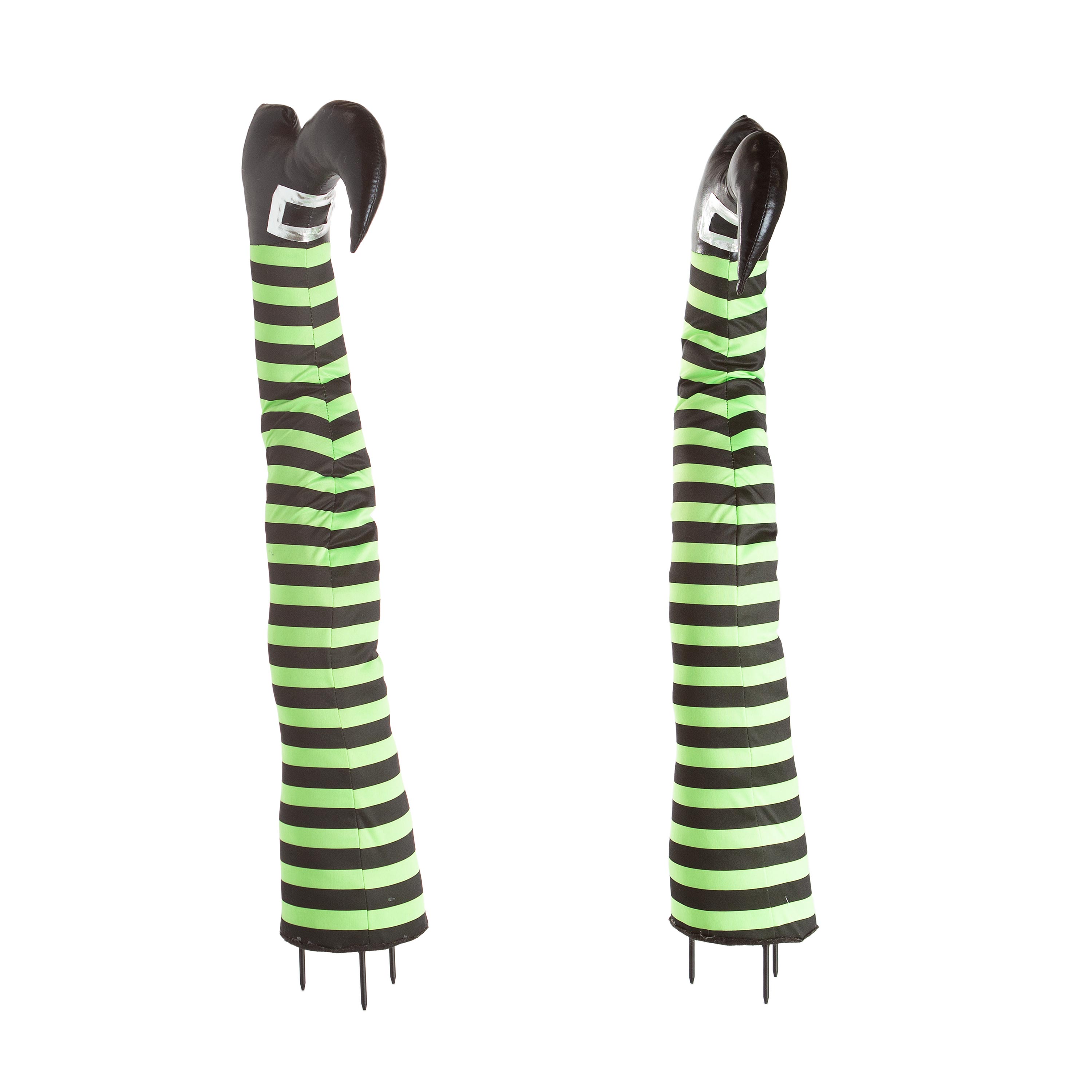 Halloween Green and Black Witch Leg Stakes, Set of 2
