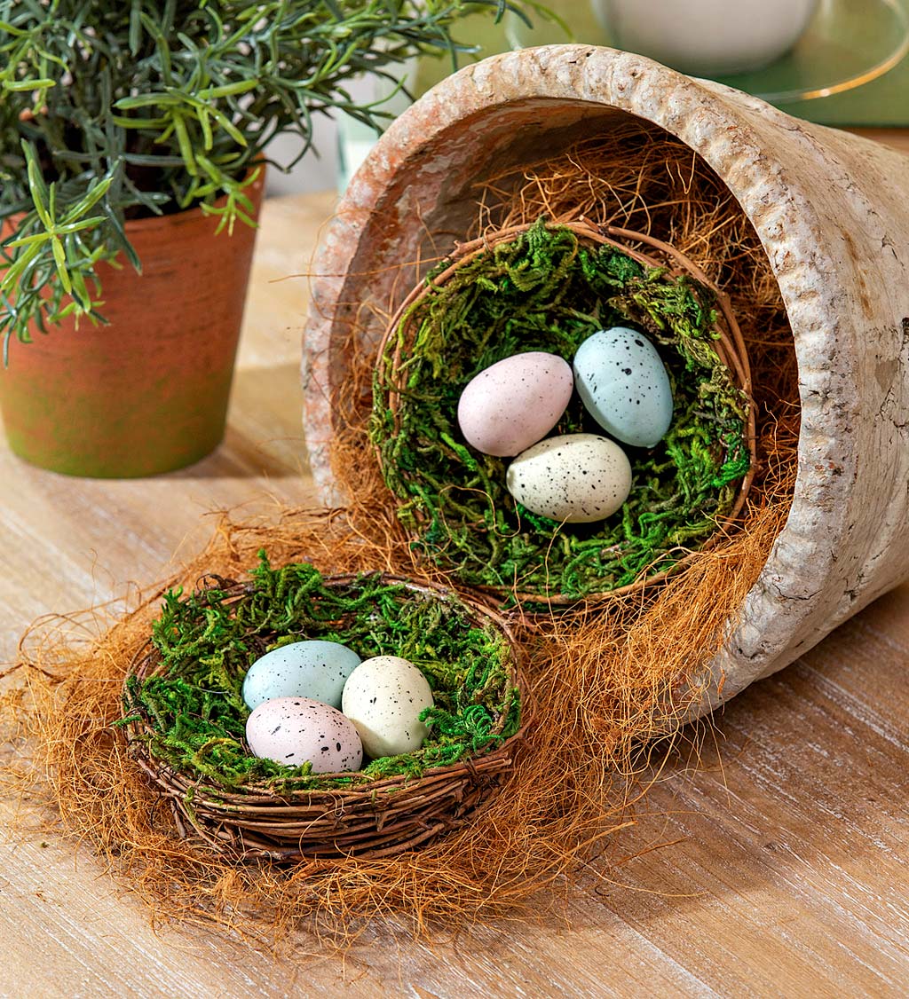 Artificial Easter Bird Nest Table Décor in Gift Box, Set of 4