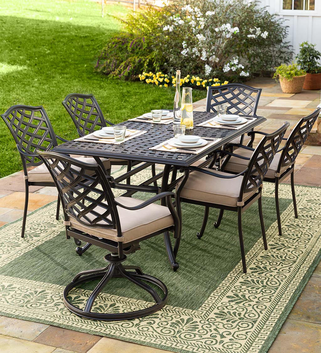 Park Grove Cast Aluminum Outdoor 7-Piece Dining Set with Cushions