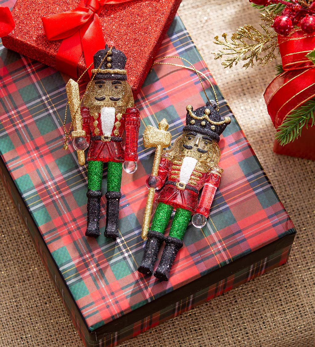 Nutcracker Christmas Tree Ornaments, Set of 2