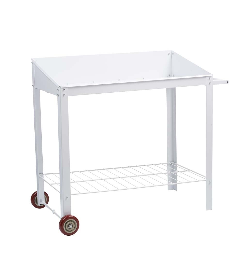 Multipurpose Portable Metal Potting Table/Patio Cart with Wheels