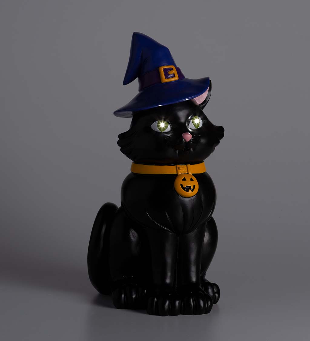 Indoor/Outdoor Lighted Black Cat Shorty Halloween Statue