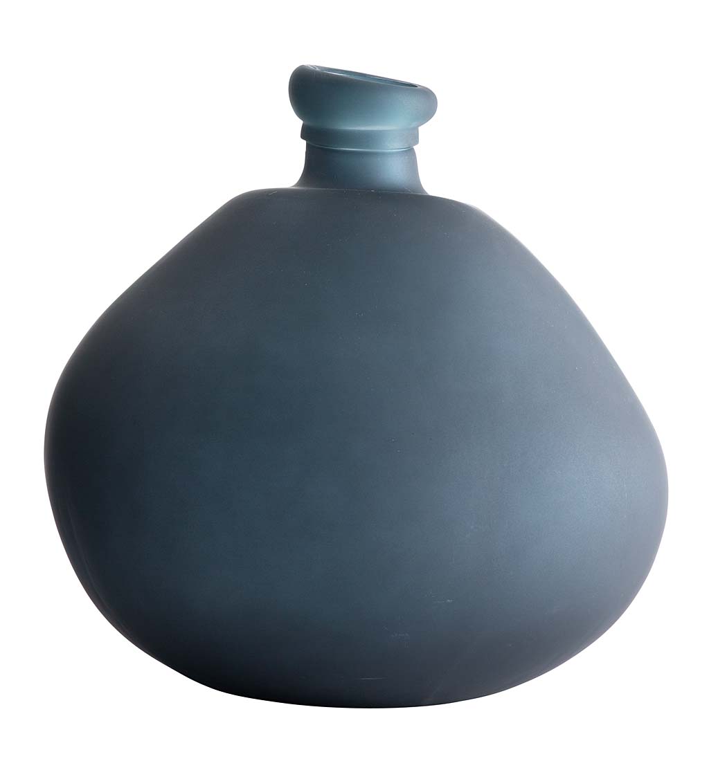 Recycled Round Frosted Gray Glass Balloon Vase - Gray