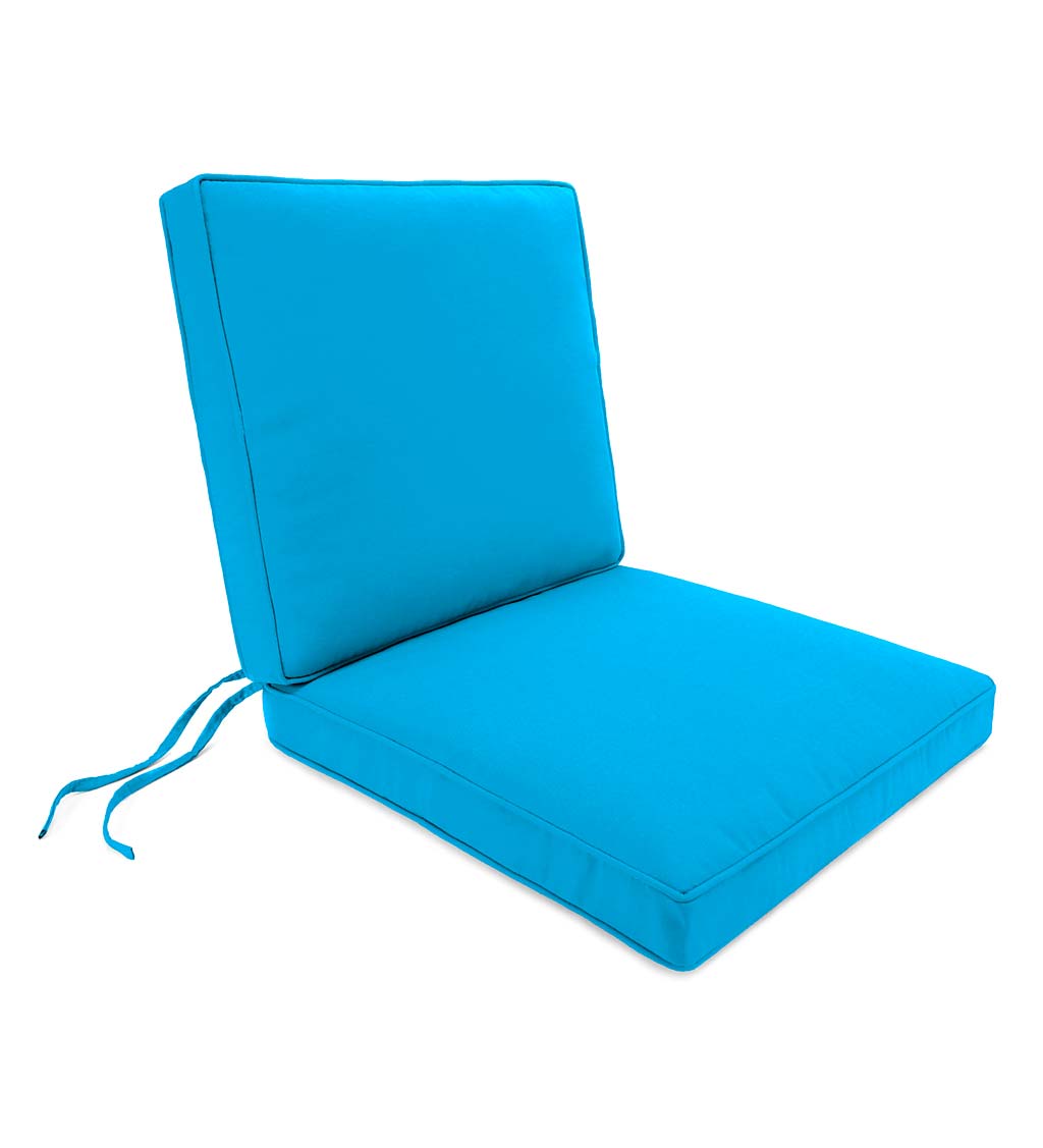 Sunbrella Seat-and-Back Chair Cushion with Ties, Seat: 19" x 17" x 3"; Back: 19" x 19" x 3"