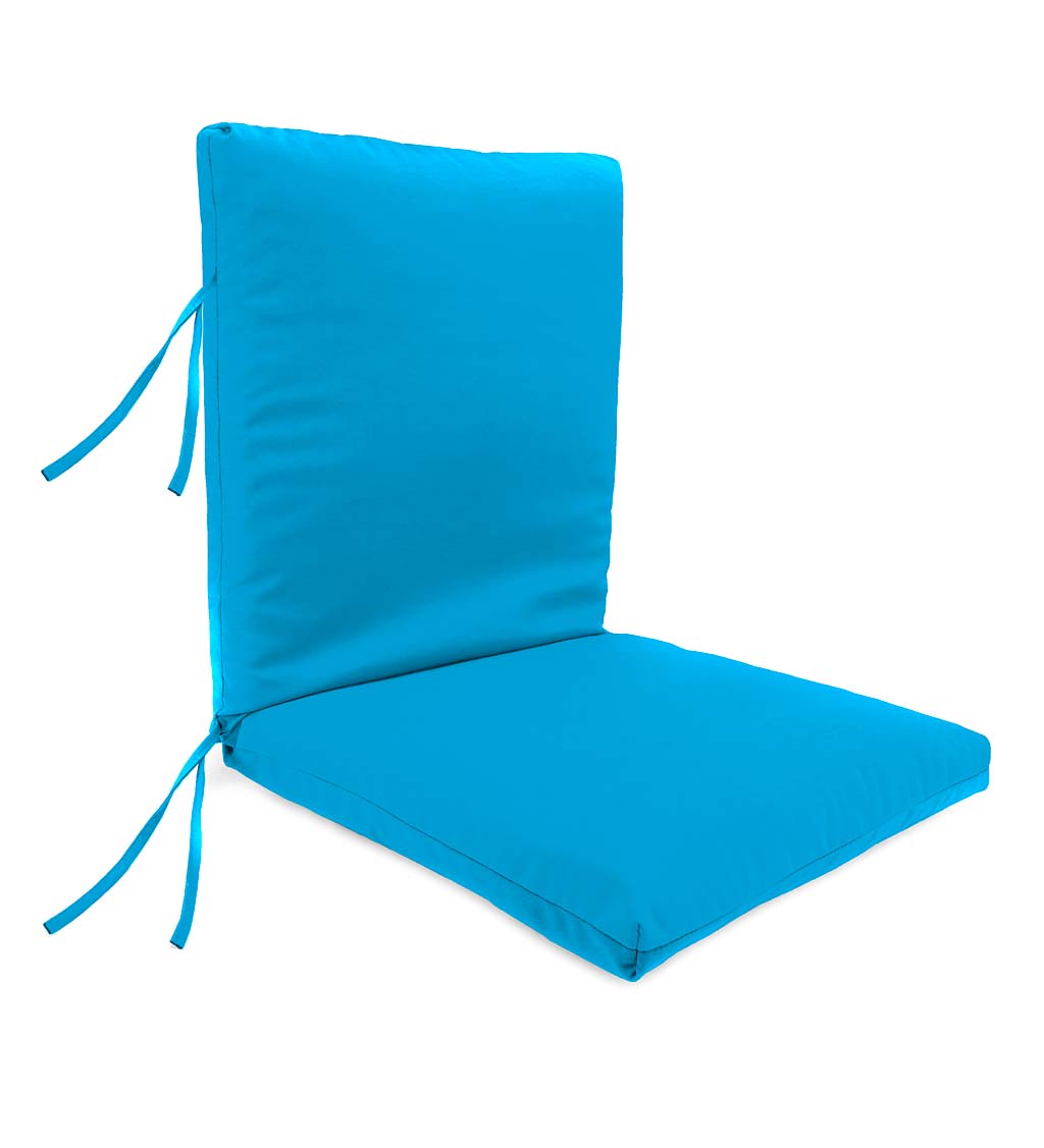 Sunbrella Large Club Chair Cushion with Ties, 44" x 22" with hinge 22" from bottom