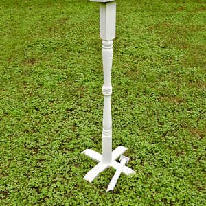 Turned Wood Pedestal Pole For Birdhouse/Feeder with Ground Auger - White