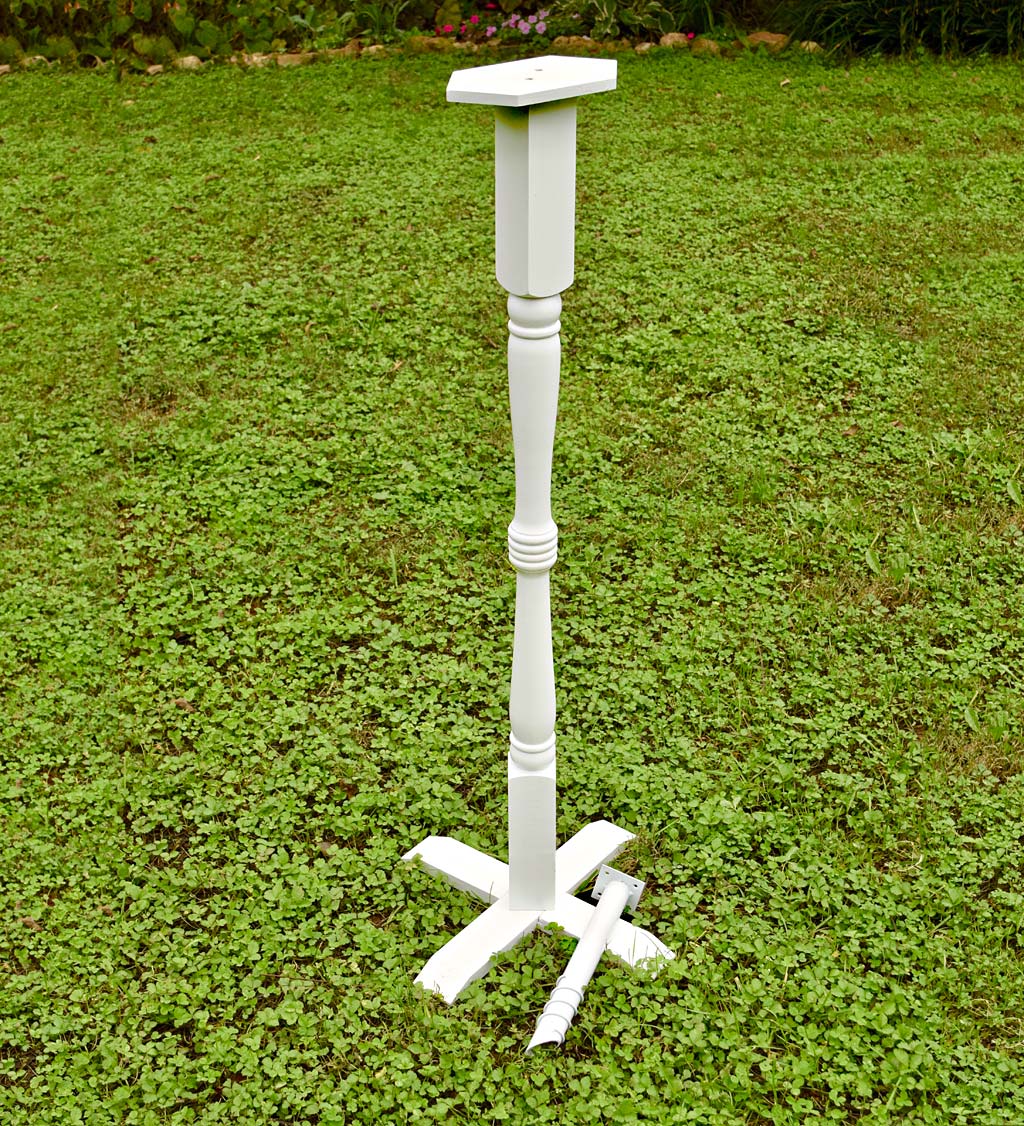 Turned Wood Pedestal Pole For Birdhouse/Feeder with Ground Auger