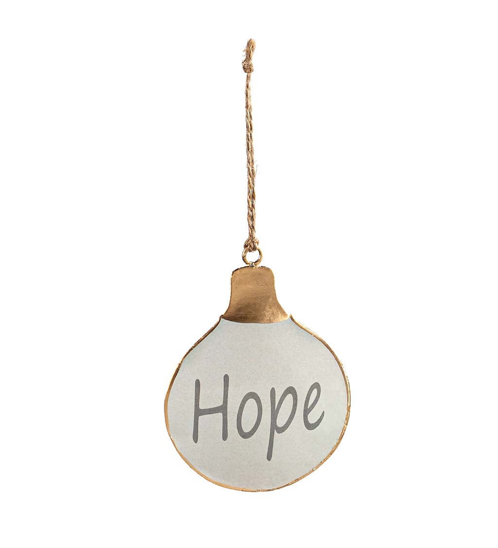 Faith and Hope Painted Metal Christmas Tree Ornaments, Set of 2