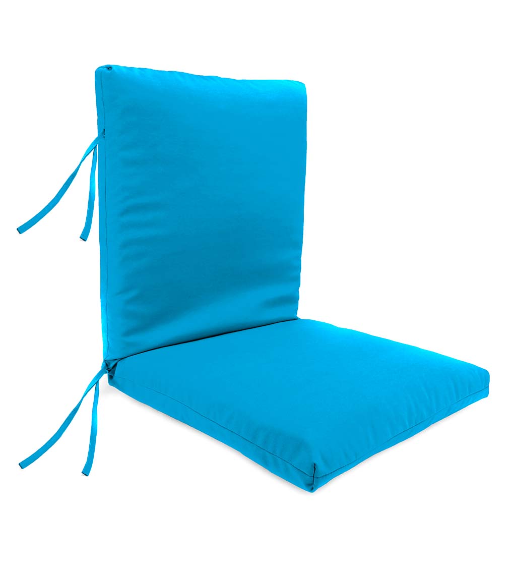 Sunbrella Classic High Back Chair Cushion With Ties, 46" x 20" x 4" with hinge 19" from bottom