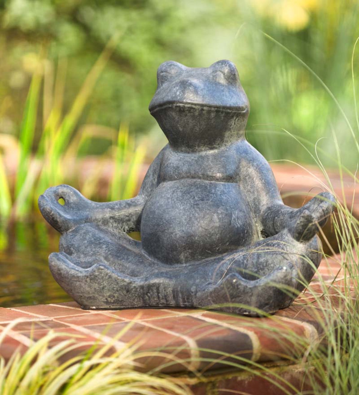Jr. Meditating Frog Garden Statue | PlowHearth