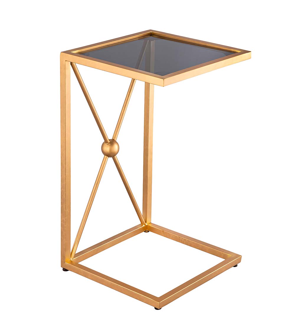 Gold and Black C-Shaped Accent Table