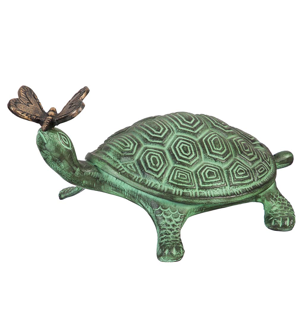 Tortoise and Butterfly Metal Garden Statue