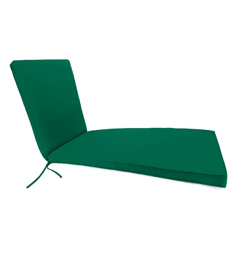 Deluxe Sunbrella Chaise Cushion with ties 74¼" x 23¼" x 3¼", hinged at 46" from bottom swatch image