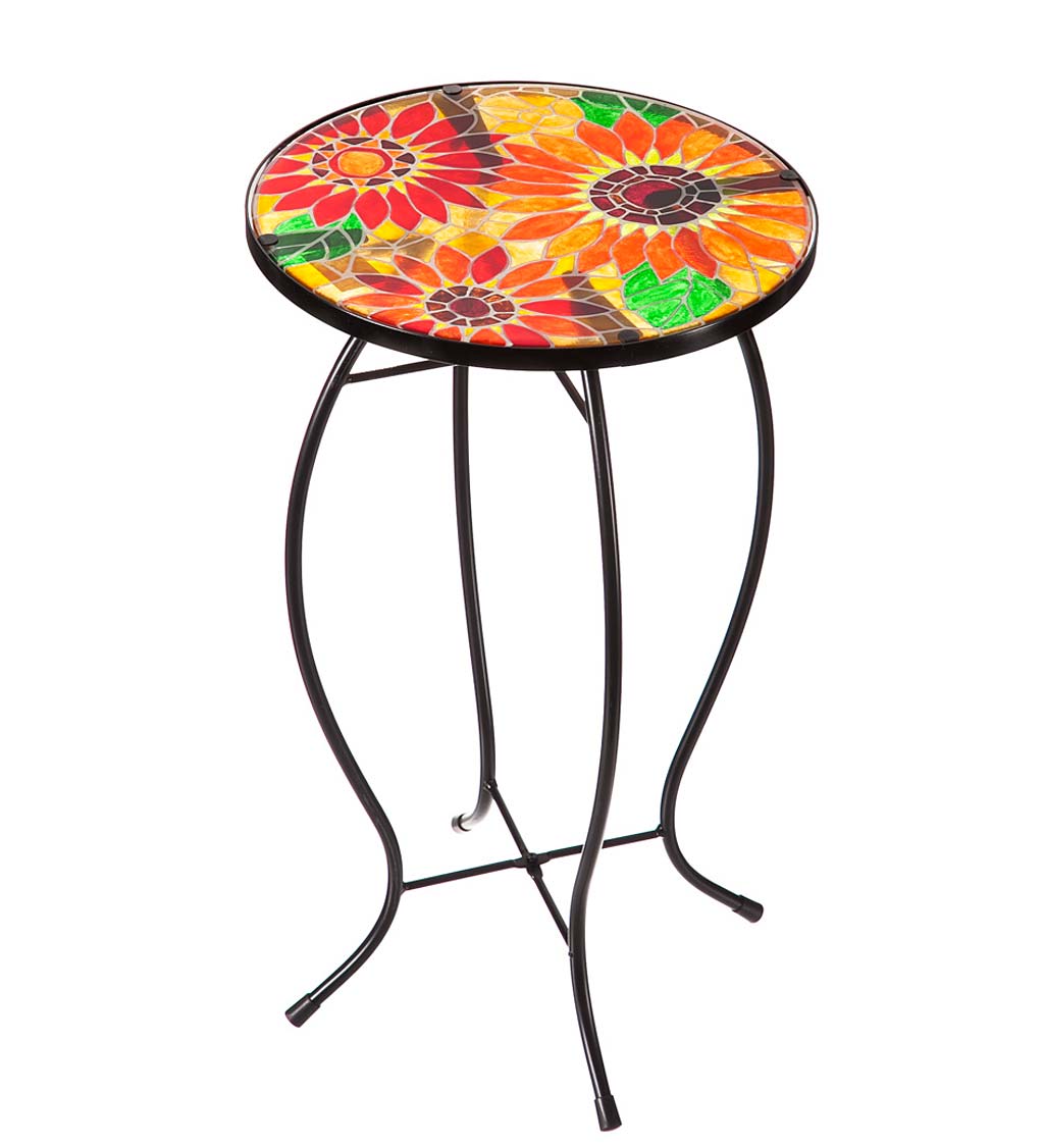 Faux Mosaic Sunflower Accent Table