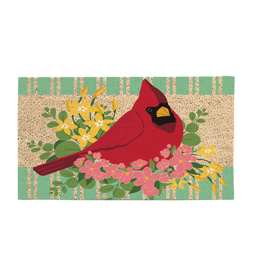 Spring Floral Cardinal Coir Mat