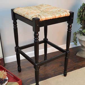 29"-High Counter Stool with Handwoven Rush Seat