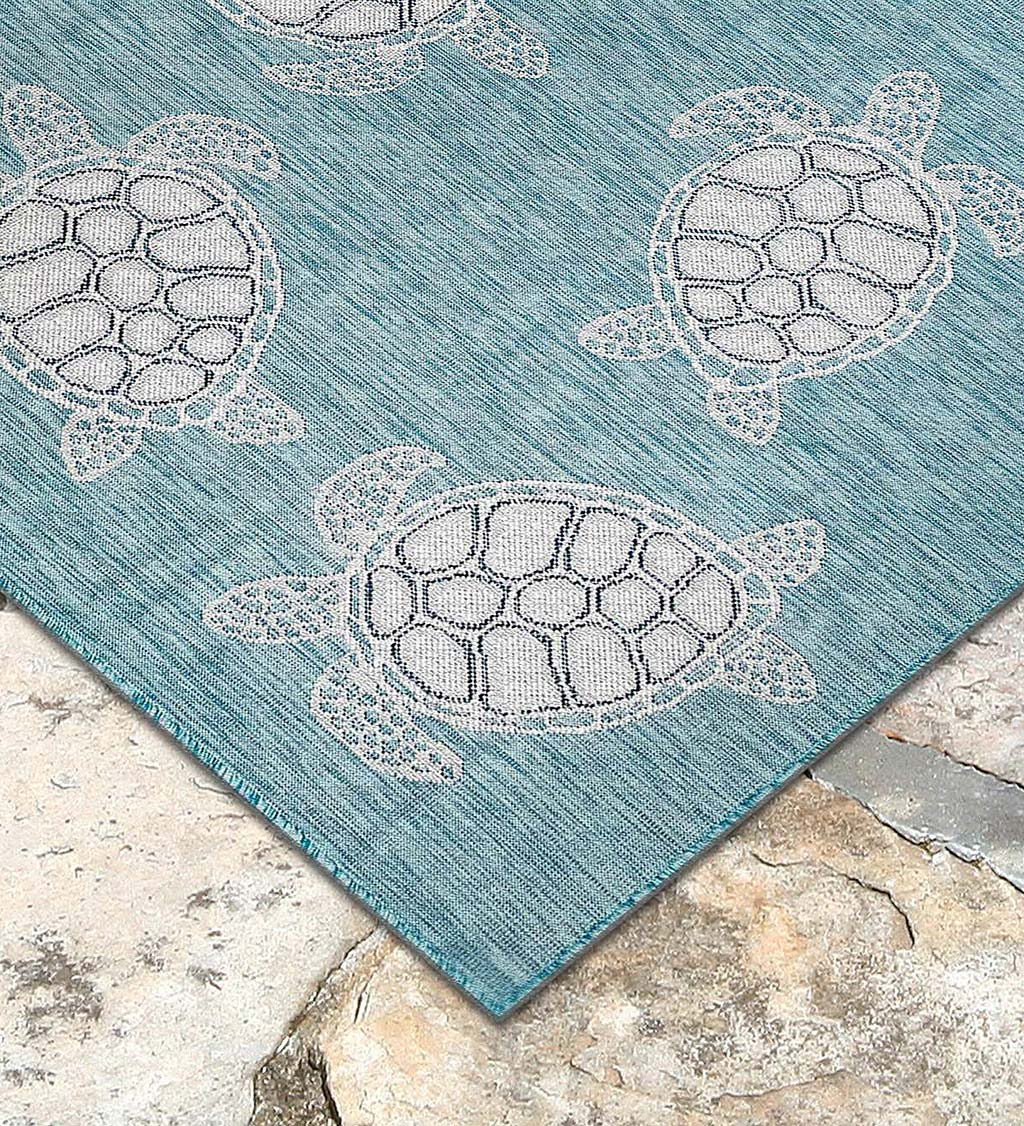 Indoor/Outdoor Textured Sea Turtles Polypropylene Rug