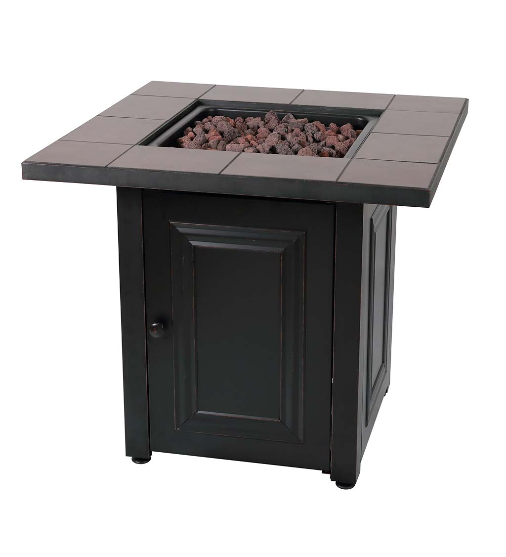 Halifax Propane Gas Fire Pit with Tabletop Insert and Lava Rocks