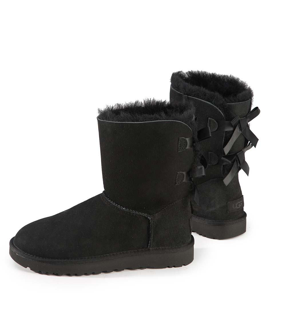 black uggs with ribbon