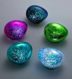 Lighted Art Glass Decorative Glowing Garden Rocks
