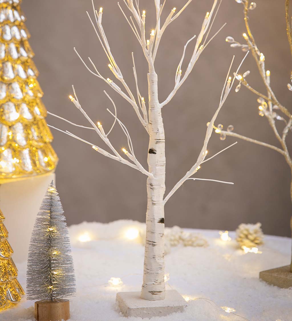 LED White Tabletop Artificial Birch Tree