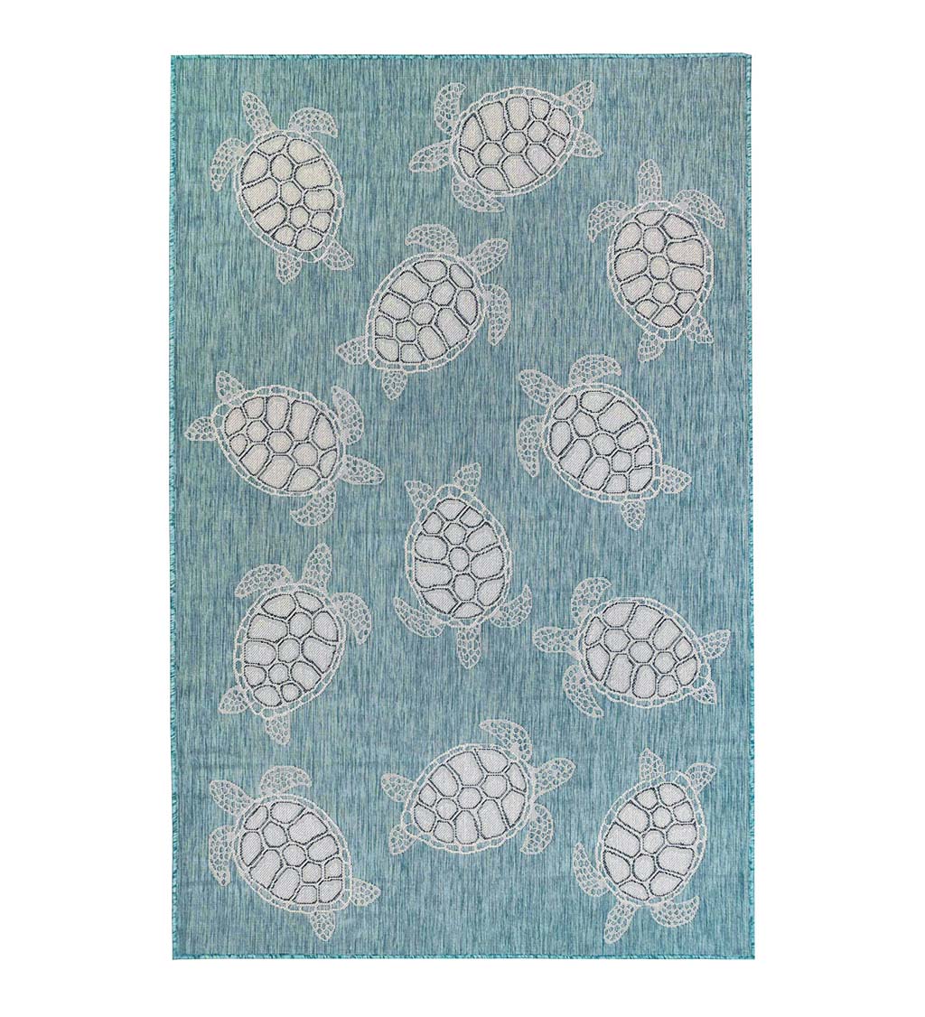 Indoor/Outdoor Textured Sea Turtles Polypropylene Rug, 7'10" x 9'10" swatch image