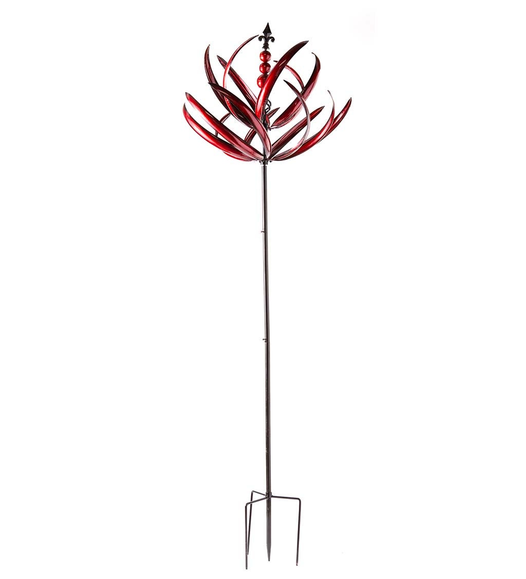 Crimson Lotus Metal Wind Spinner