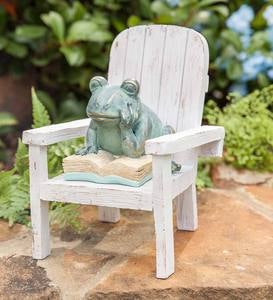 Reading Frog Garden Statue