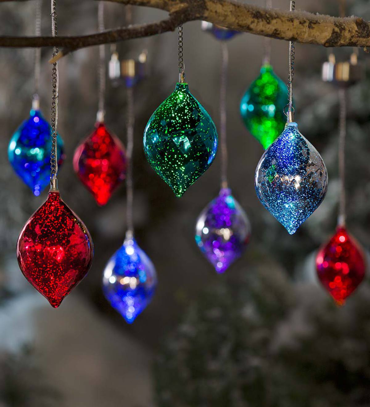 Color Changing Mercury Glass Solar Ornaments