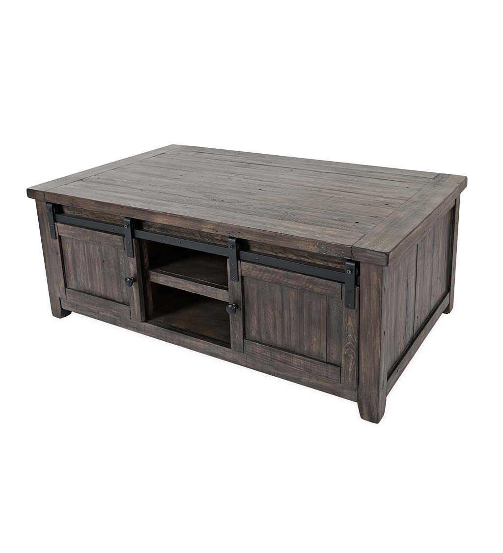 Cape Charles Reclaimed Barnwood Coffee/Cocktail Table with Sliding Barn ...