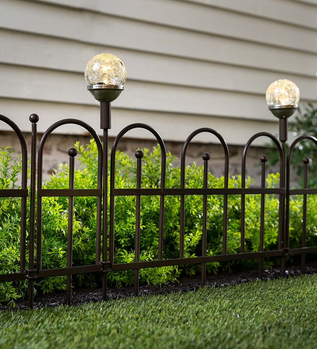 Iron Fence Decorative Garden Edging With Solar Lights
