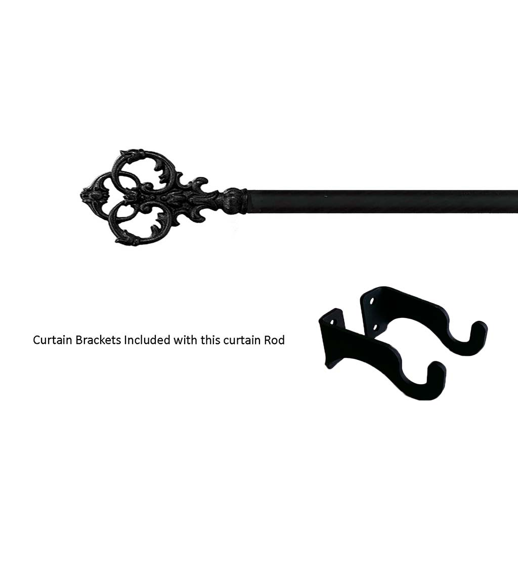 Adjustable Wrought Iron Curtain Rod with Brackets, 21"-35" swatch image