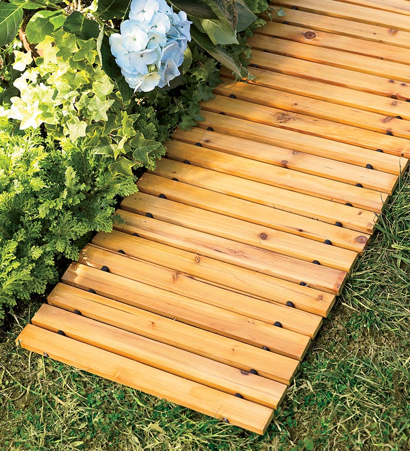 Outdoor Walkway Roll-Out and Portable Natural Wood Made in USA Weather Resistant Hardwood Kabells 10 Wooden Garden Pathway Rustic Decorative Garden Boardwalk 