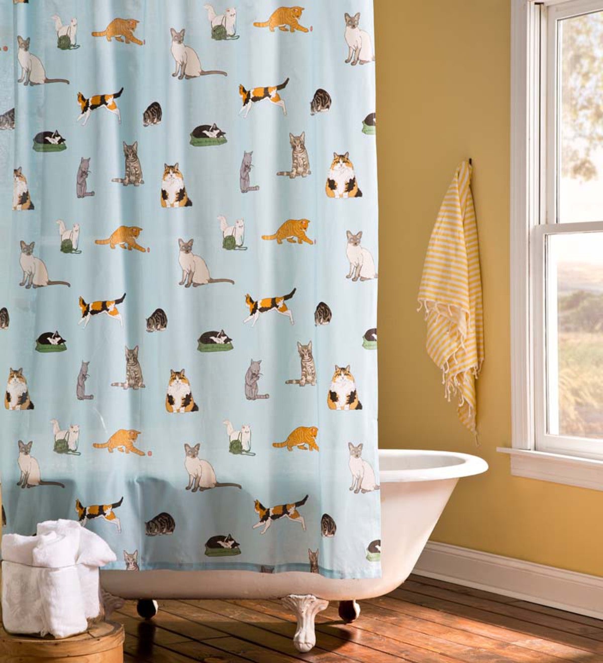 Kitten Caboodle Percale Shower Curtain, Kitten Shower Curtain