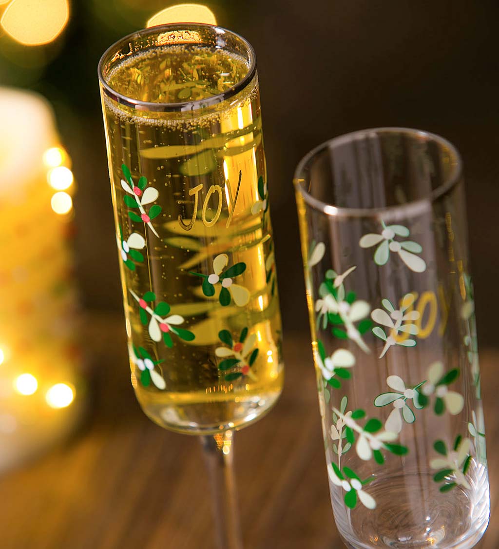 Holiday Joy Color Changing Champagne Flutes, Set of 2