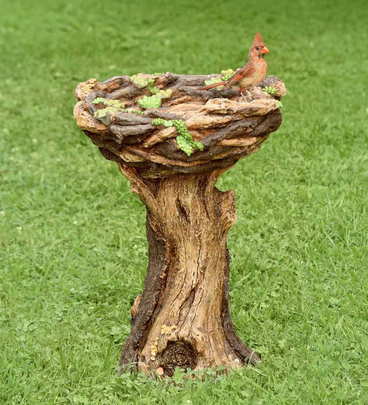 Vintage Planter with Loving Couple and Heart-Carved in Tree Trunk