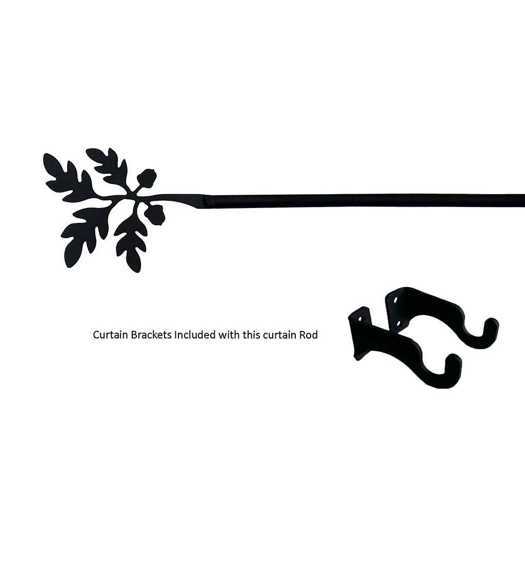 Adjustable Wrought Iron Curtain Rod with Brackets, 21"-35" swatch image