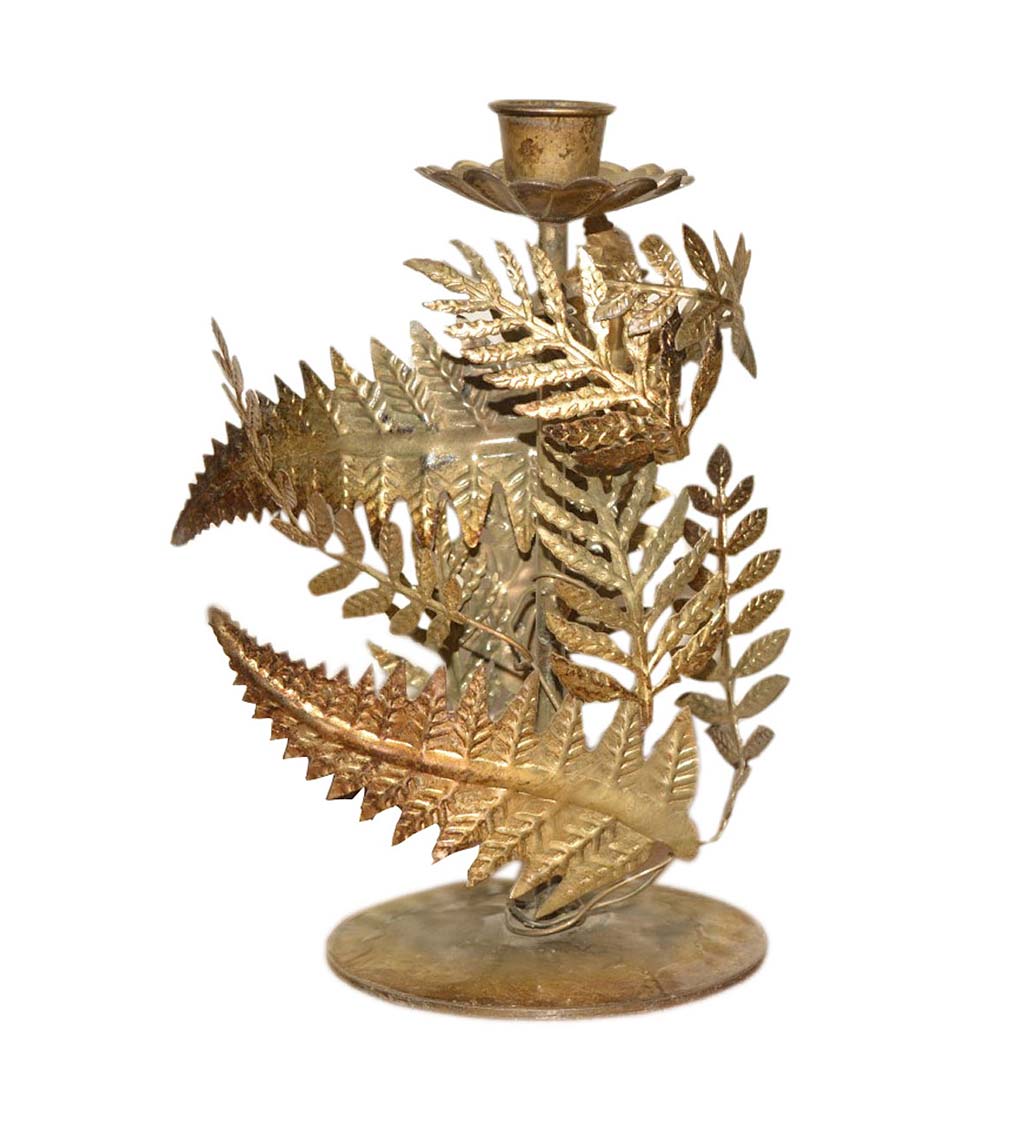 Golden Foliage Tapered Candle Holder