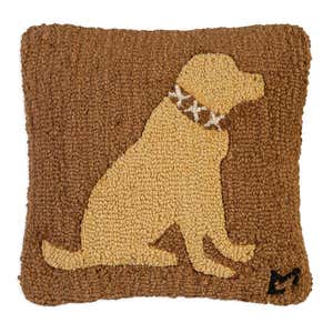 Yellow Lab Hand-Hooked Wool Throw Pillow