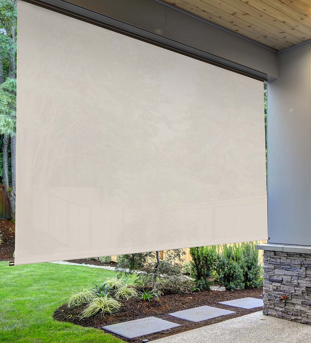 CORDLESS Indoor Outdoor Roll Up Exterior Sun Shade Window Blinds Deck Patio PVC 