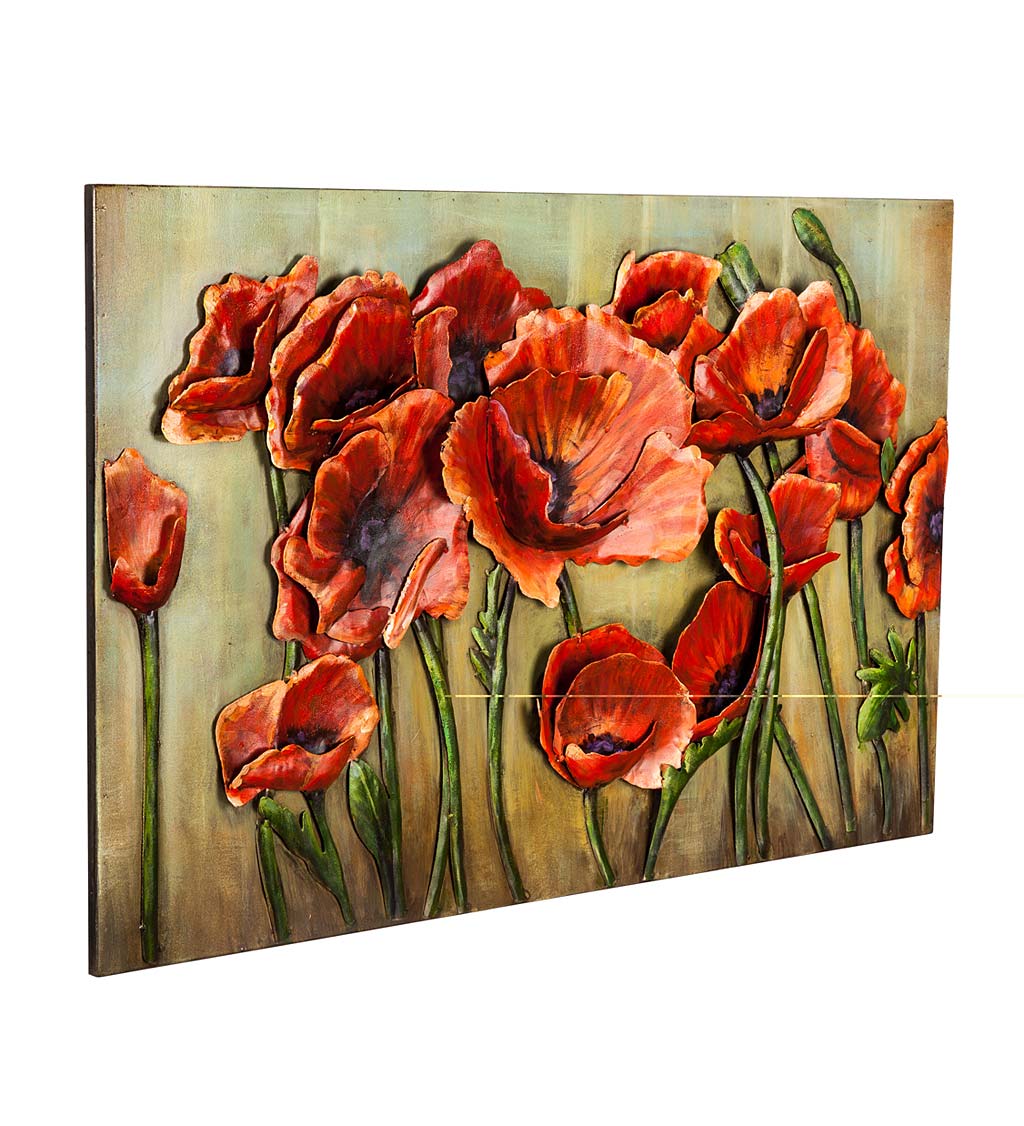 Painted Metal Poppies 3D Outdoor Wall Décor | Plow & Hearth