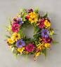 Multicolor Spring Faux Floral Daisy And Fern Wreath With Rattan Base