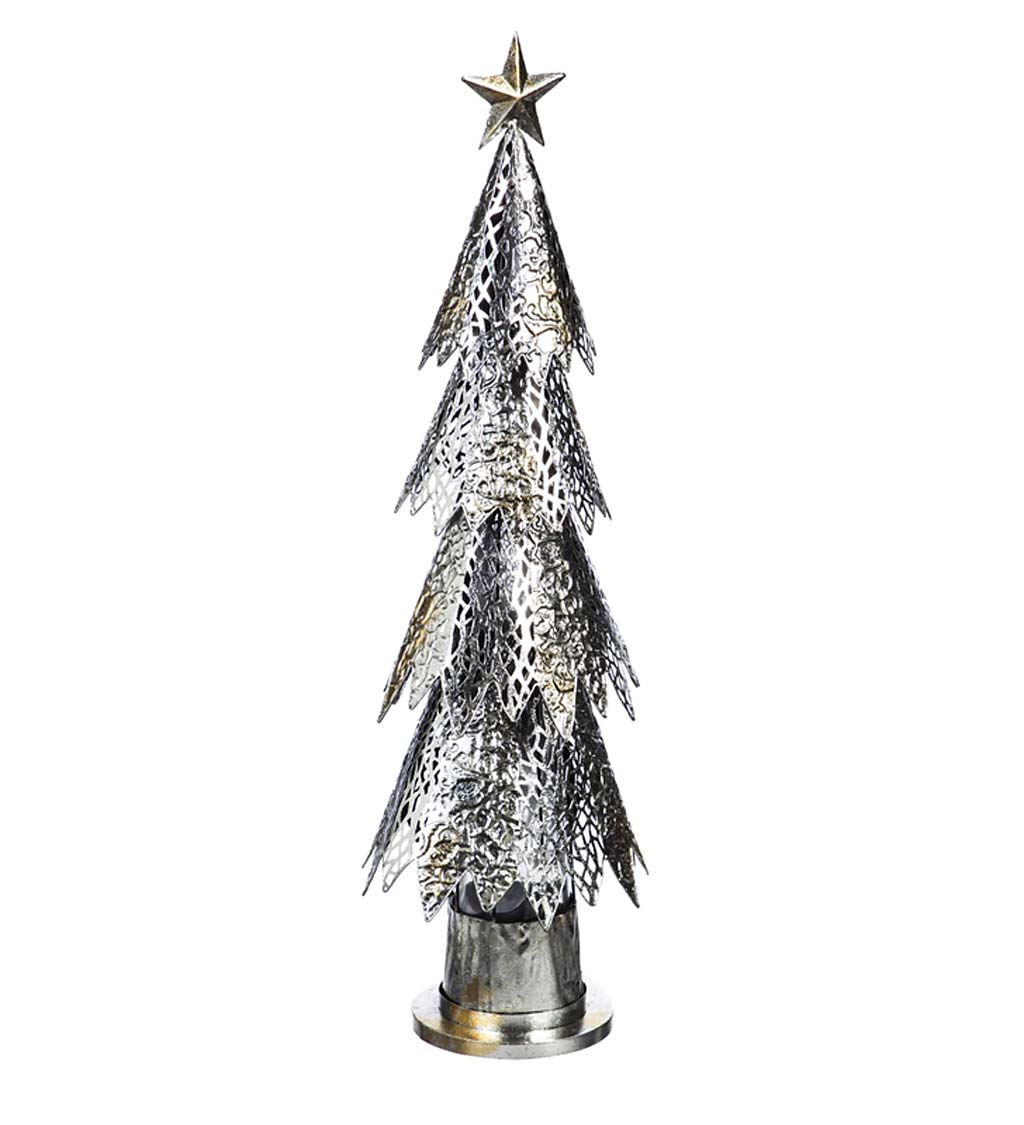 Metal LED Christmas Tree with Green Light