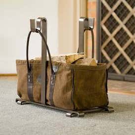 Heavy Duty Canvas Log Carrier And Steel Stand Set