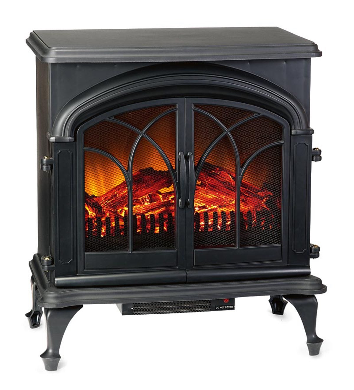 Black NETTA Electric Fireplace Stove Heater 2000W with Fire Flame Effect Freestanding Portable Electric Log Wood Burner Effect Arch Design