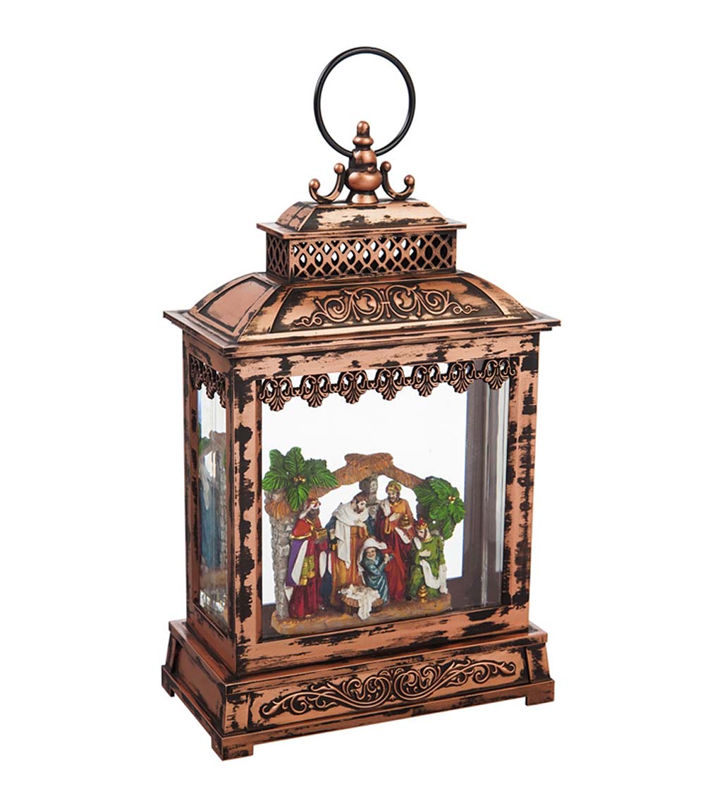 Nativity LED Lantern with Spinning Action Table Decor