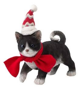 Holiday Kitten Statues with Hats and Scarves, Set of 3